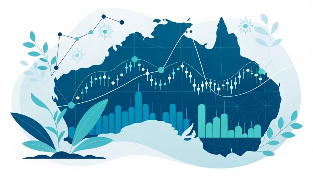 AI trading tools with neural network and market charts illustration