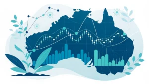 AI trading tools with neural network and market charts illustration